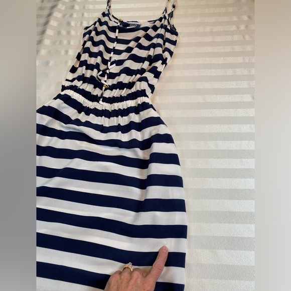 Tommy Bahama Side Slit Striped Floral Tassel Maxi Sleeveless Dress Sz M - Picture 13 of 14